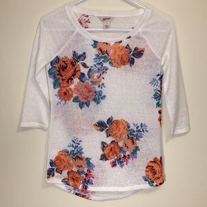 Arizona white floral 3/4 sleeve top